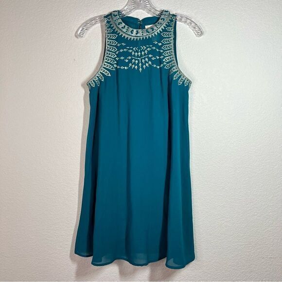 Altar'd State Turquoise Blue Embroidered Sleeveless A Line Dress Women's Small - Picture 1 of 6